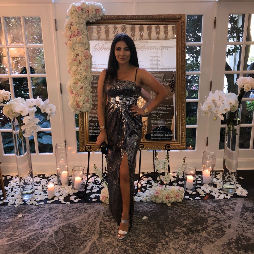 Versace collection silver sequin dress size 8